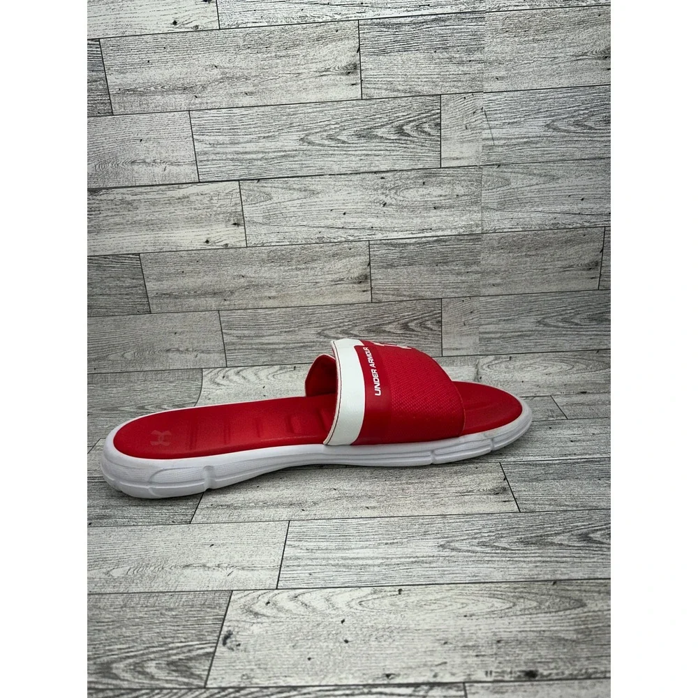 Under Armour Ignite V Men Red White Slides Sandals 3000040-101 Size 12